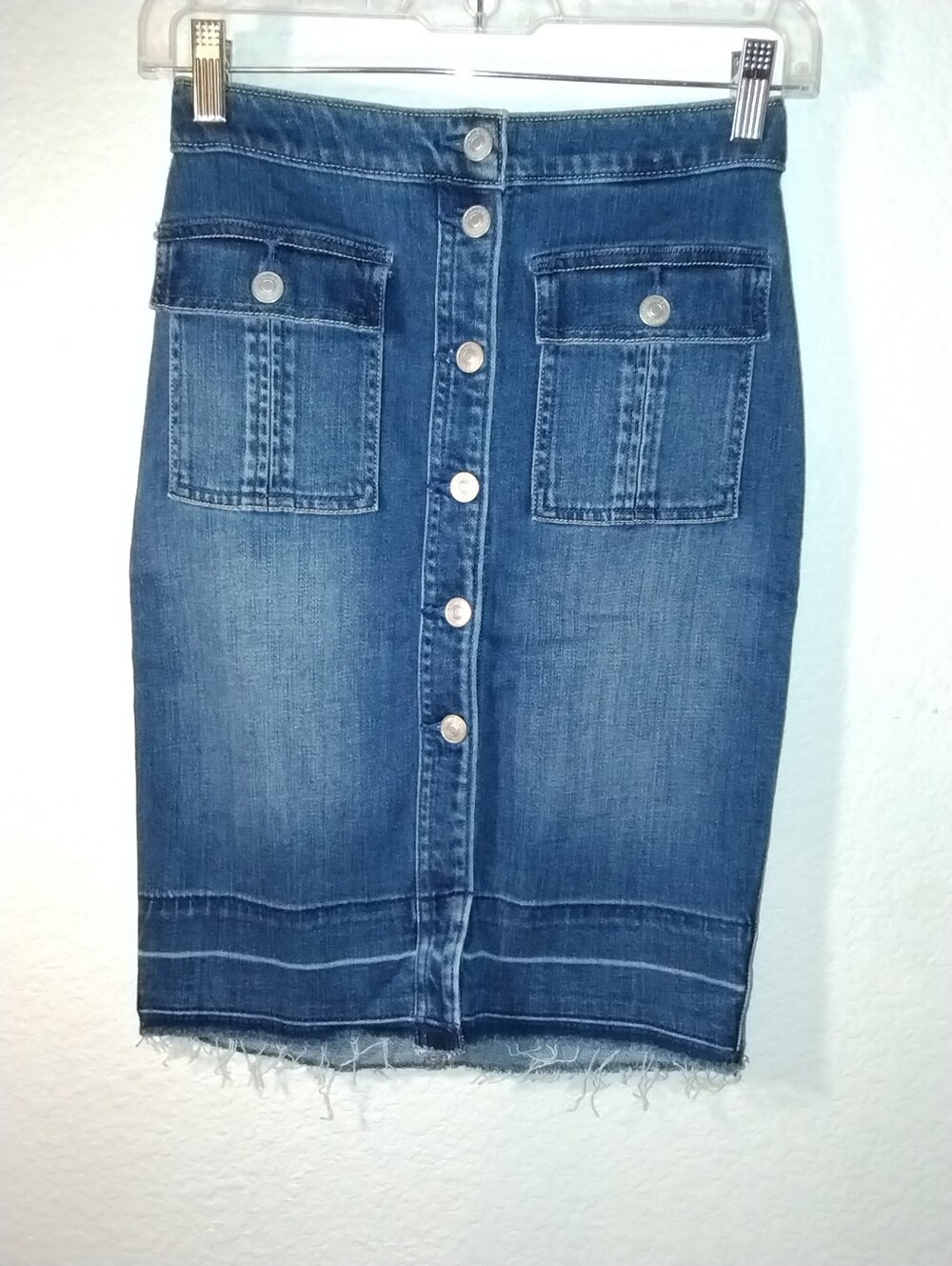 Abercrombie & Fitch Denim Skirt Button Up Patch Pockets Size 24